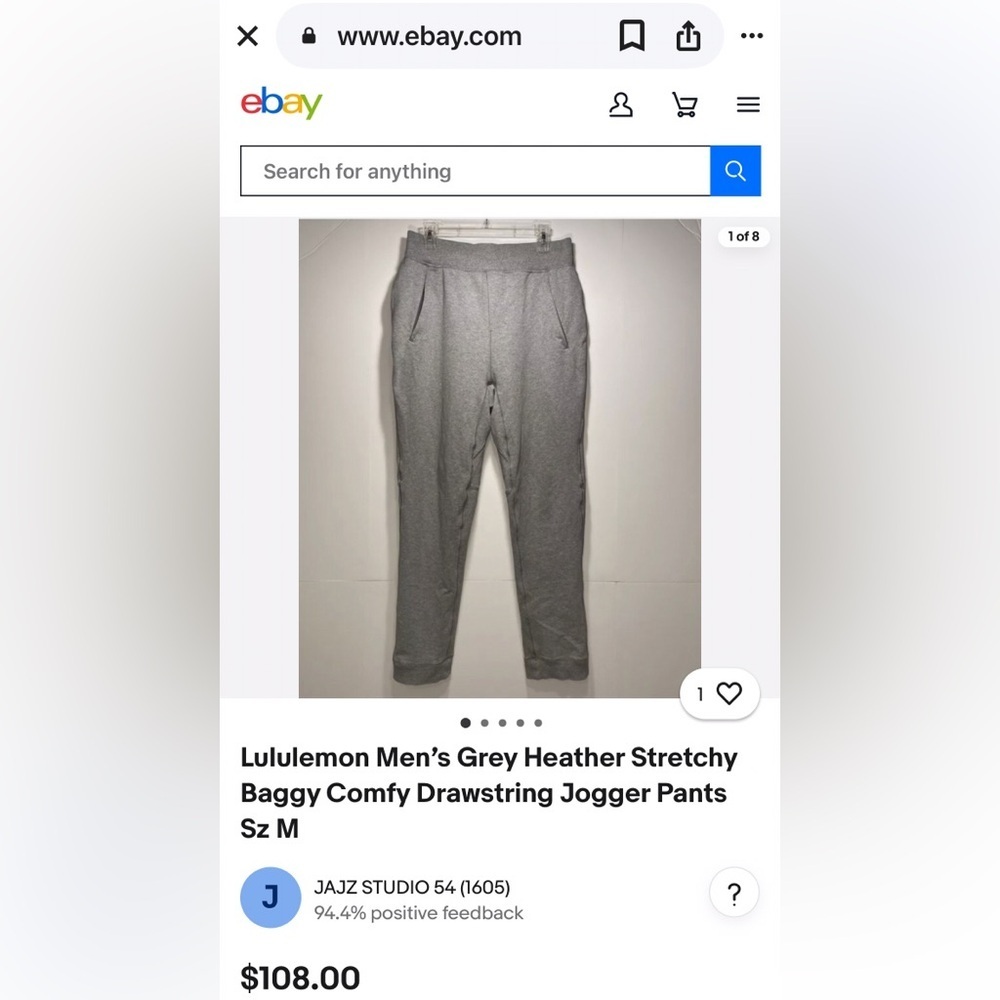 Lululemon Athletica Men's Heather Gray Joggers w/Pockets Size-Large EUC - Picture 10 of 11